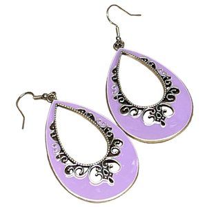 Silver and purple enamel earrings